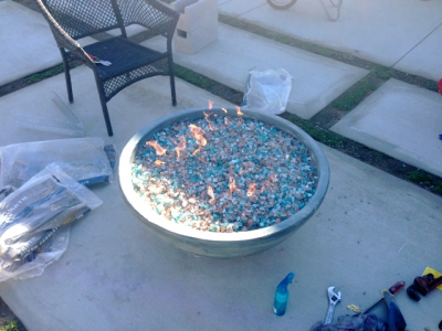 fire pit bowl with glass